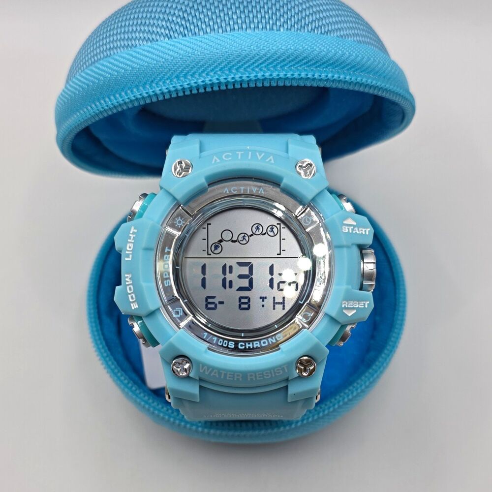 Activa ACW-GA-M-101 Digital Quartz Sport Watch, Blue Resin, Alarm Chrono